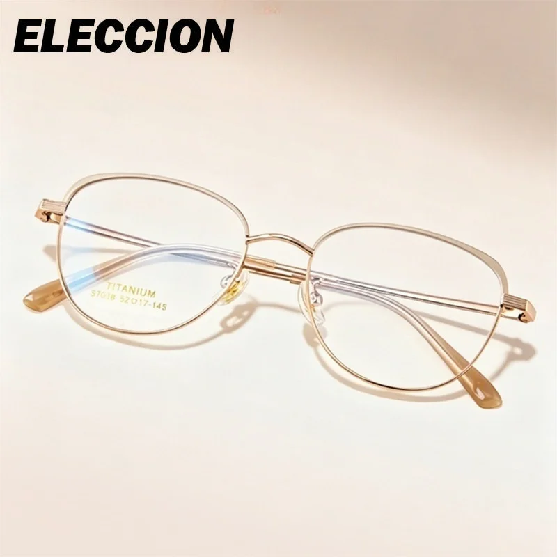 ELECCION Big Circle Women Gafas Titanium Eyewear Lady Prescription Opitcal Glasses Frame for Customize Lens Reading Glasses