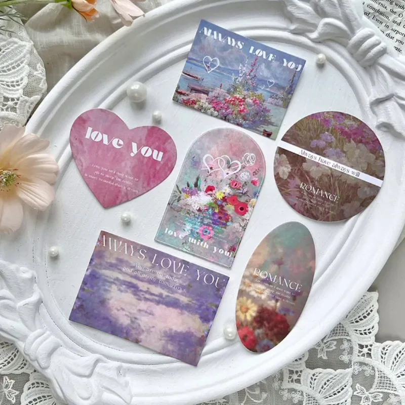 

12pcs LONE YOU Creative Cards Romantic Oil Painting Series Hanging Card Postcard Back Writing Gift Decoration Card Party Gifts