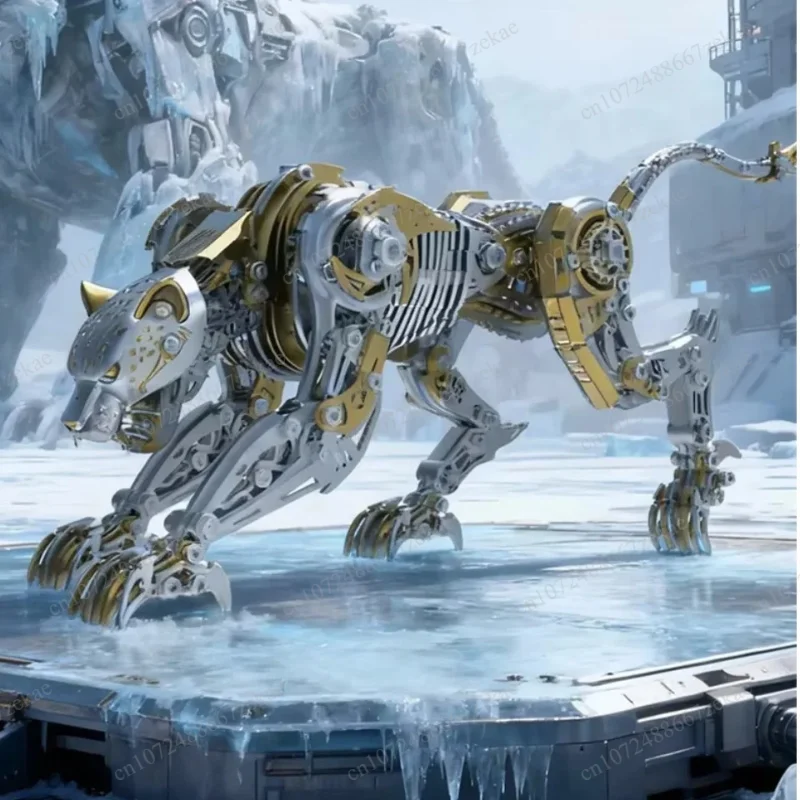 3D Metal Predator Leopard Steampunk Mechanical Animal Handmade Decor Model
