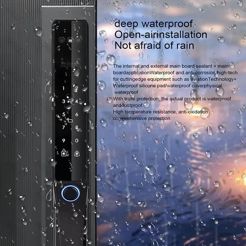 TYSH Tuya防水3D顔認証アルミ製スライドドアロック電気指紋パスワードTuya Wifiスマートロック