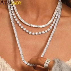 Iced Out Bling Cubic Zirconia 5mm Tennis Chain Necklace Gold Plated Silver Color 5A CZ Choker Fashion Hip Hop Men Women Jewelry