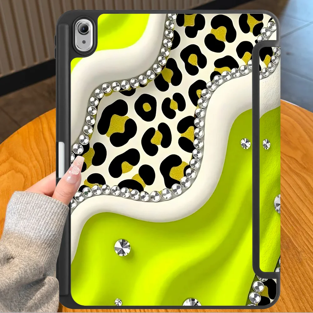 Leopard Print Bow Tablet Case For Samsung For Galaxy Tab S7 FE S8 S9 FE S10+ S7+ S8+ 12.4 inch A8 2022 A11 Plus S9+ S6 Lite 10.4 5