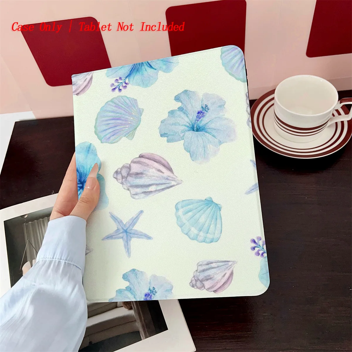 

Romantic Shells, Seafood & Flower Print iPad Case for Mini 7 8.3/6 8.3 Shockproof Silicone Bumper with Stand