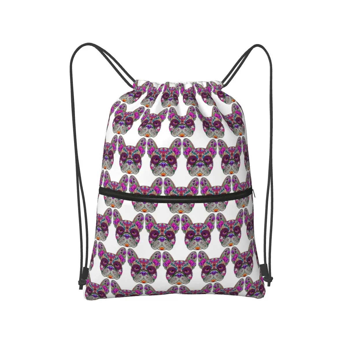 

Mexican Day Of The Dead Dog Frenchie Backpacks Fashion Drawstring Bundle Pocket Sundries Bag Book Bags for Man Woman School