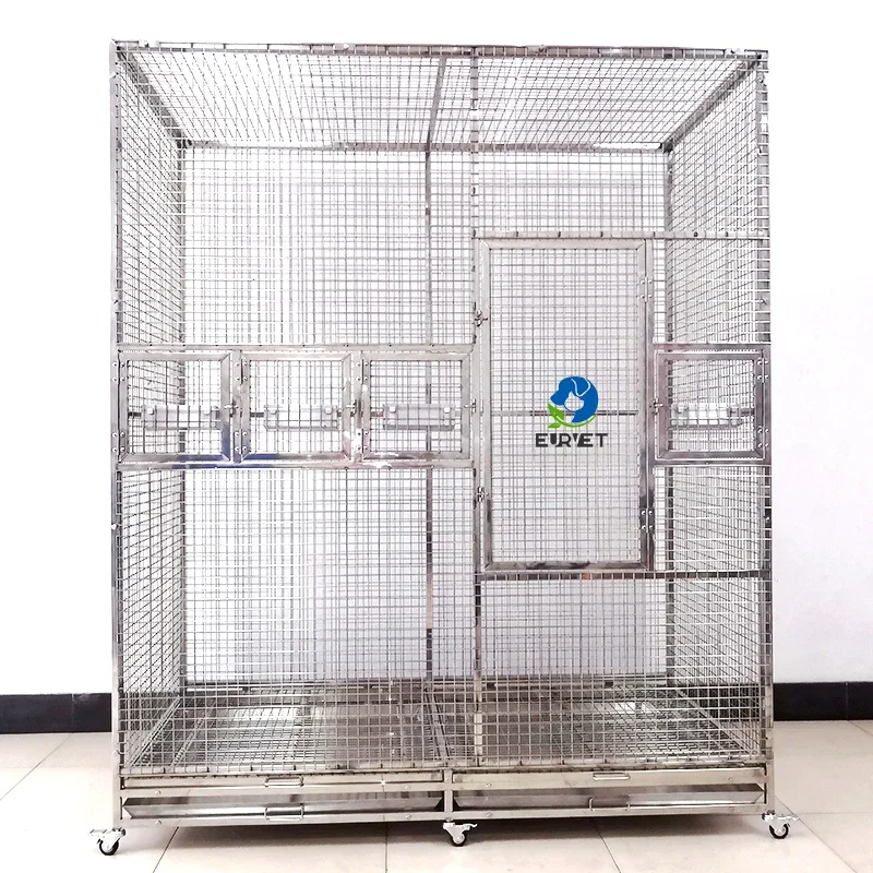 EUR VET Wholesale Bird Cage Veterinary Equipment Stainless Steel Pet Breeding Bird Parrot Pigeon Cage