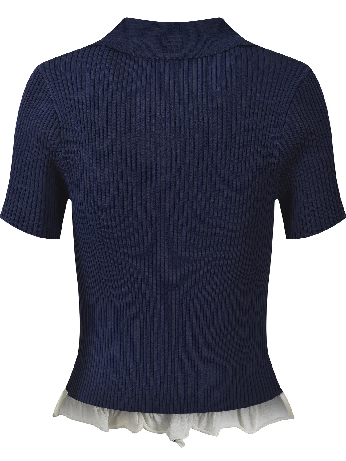 Novo Design Verão 2025: Blusa de Malha com Gola V e Detalhe em Banda, em Seda Gelada, Ajuste Slim para o Dia a Dia Feminino