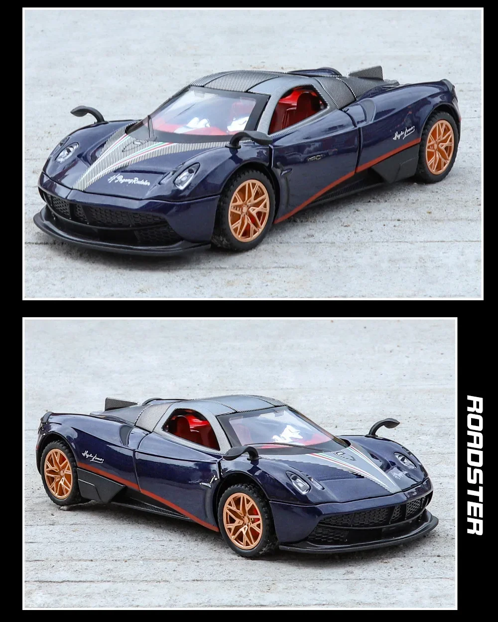 Huayra BC Supercar alliage Muscle Car 1:32 modèle son et lumière retirer jouet à collectionner cadeau d'anniversaire