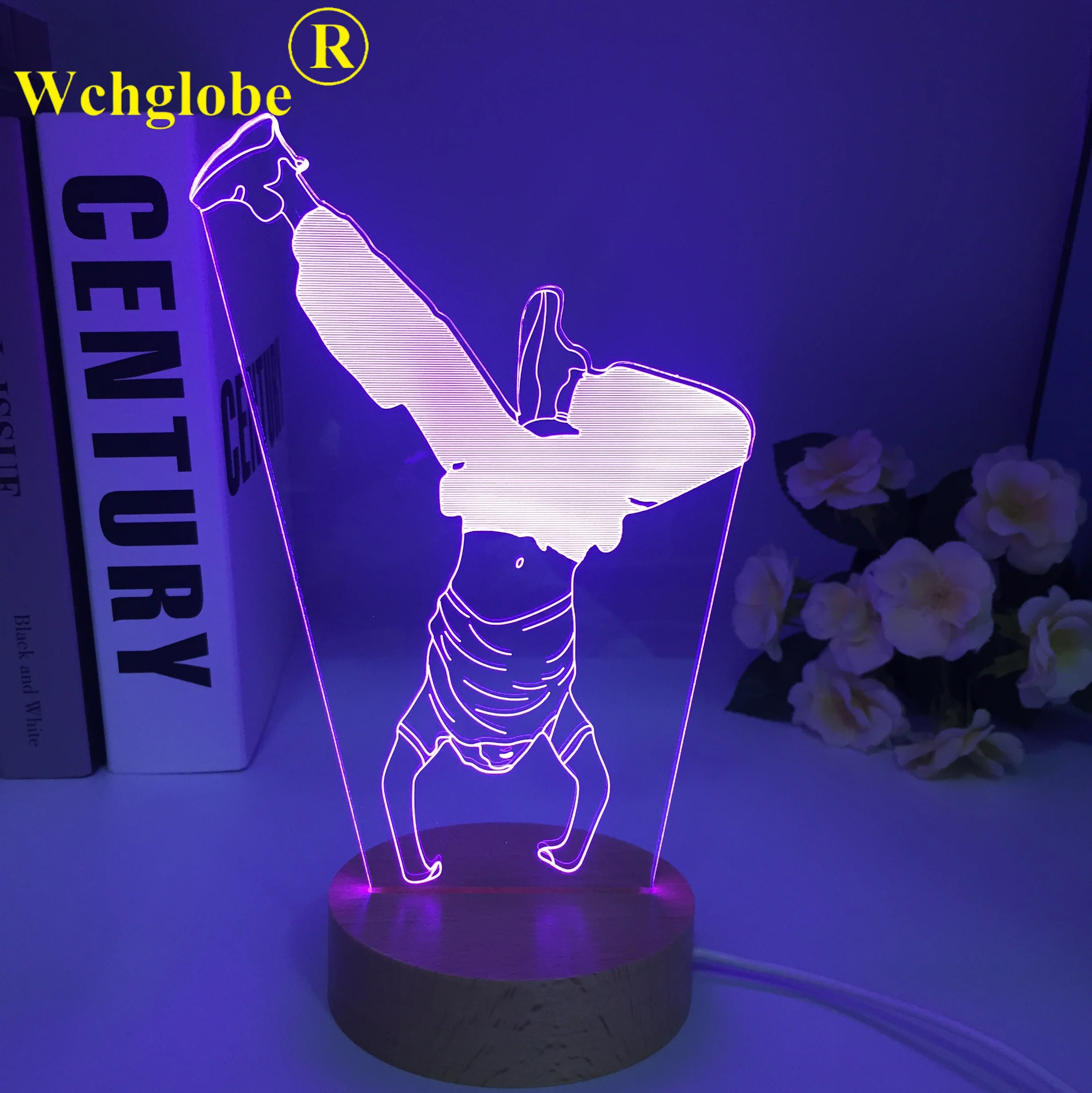 Acrylic Table Lamp Touch Hip Hop Dance Home Room Decor Led Lights Lamp Creative Wooden Night Lights Holiday Gift Dropshipping