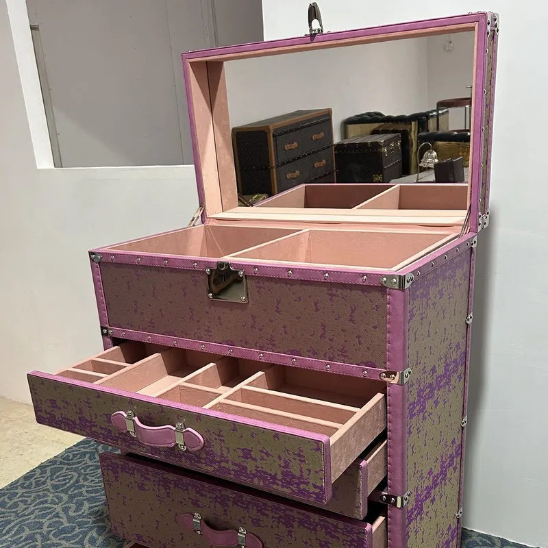Makeup cabinet with lock hard box Home jewelry table jewelry chest of drawers
