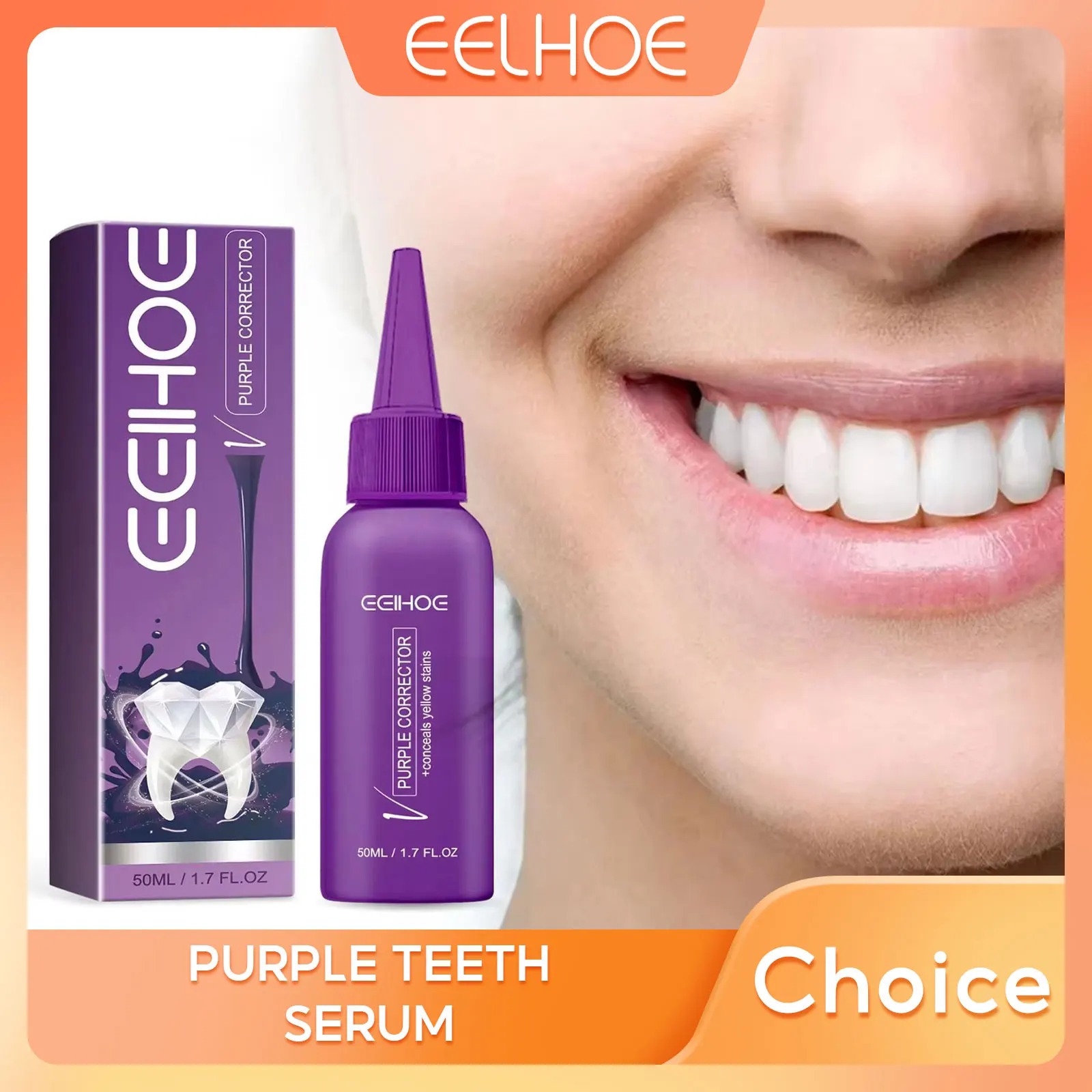 

Purple Teeth Whitening Essence Oral Cleaning Care Yellow Teeth Removal Teeth Color Corrector Fresh Breath Tooth Cleaning Serum