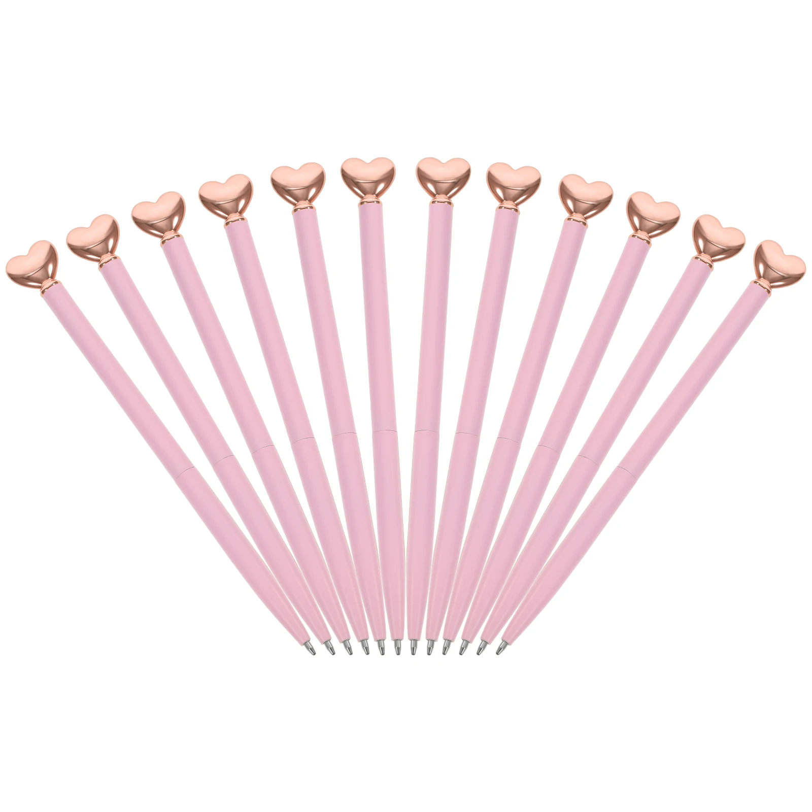 12 Pcs Metal Ballpoint Pen Heart Shaped Pens Portable Ink Adorable Pink Student Writing Man