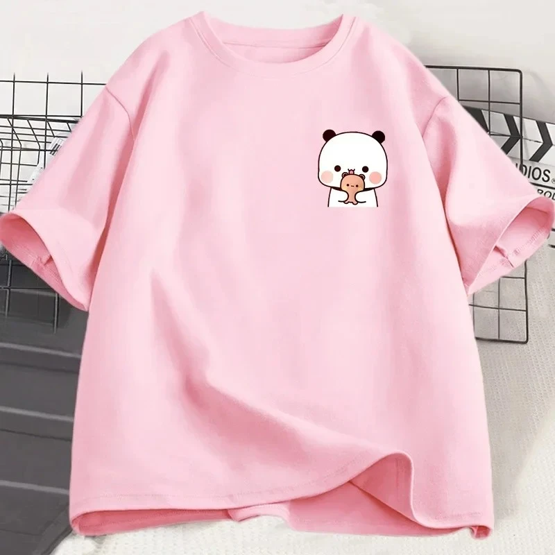 Panda Bubu Dudu und ihre Jungen – T-Shirt, modisches, lustiges Paar-T-Shirt, Damenmode, lässiges T-Shirt mit kurzen Ärmeln, Kleidung. – Detail 8