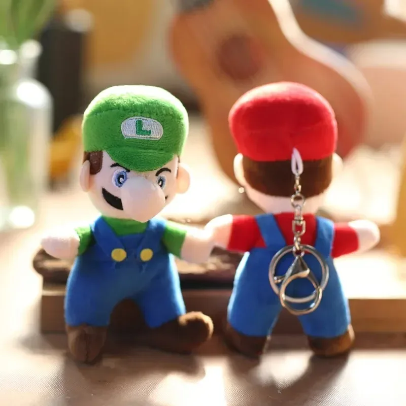Marios dos desenhos animados brinquedos de pelúcia bonito chaveiro anime figura luigi cosplay anime carro chaveiro crianças brinquedos kawaii mochilas pingente