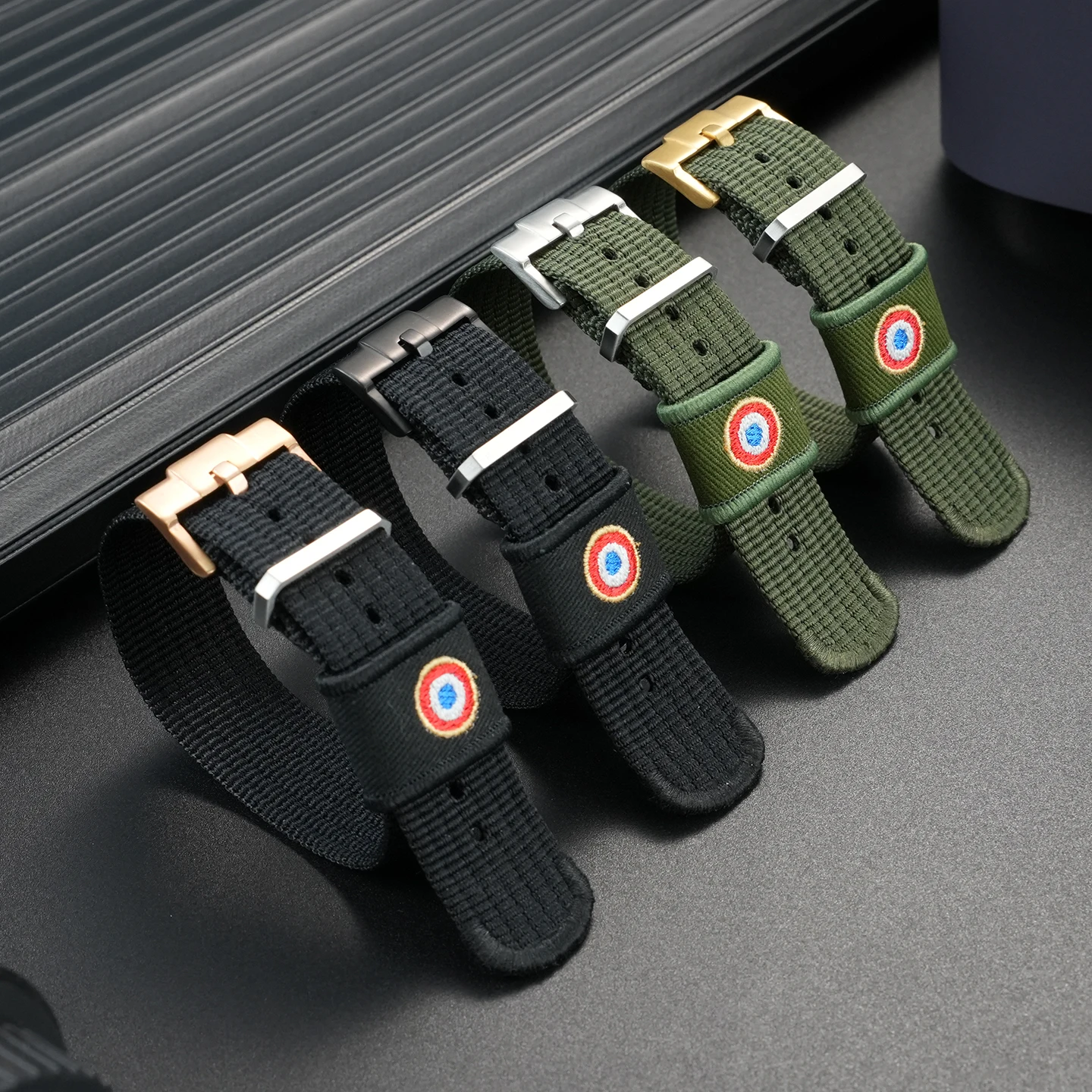 22mm Nylon Strap For Tudor Pelagos Series M2542G Sports Integrated Nylon Men's Breathable Watch Strap Black Military Green 22mm