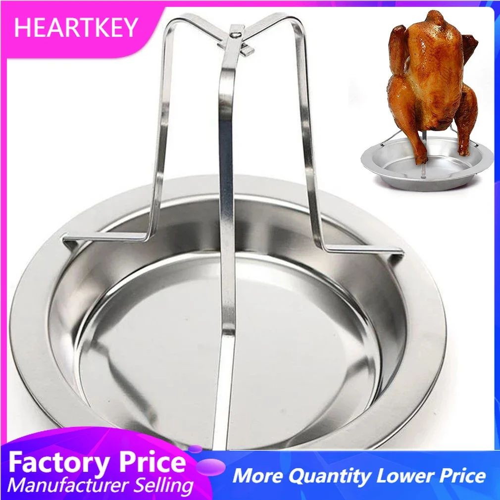 

Stainless Roast Beercan Chicken Rack Steel Professional Holder Vertical Griller Table Industrial Drip Pan