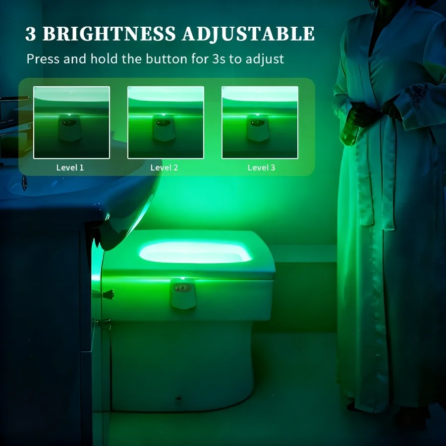 16-Farbig Wechselbares LED-Bewegungssensor-Toilettenlicht Intelligente Beleuchtung für Badezimmer Modernes Badezimmerzubehör Einfache Beleuchtung – Detail 6