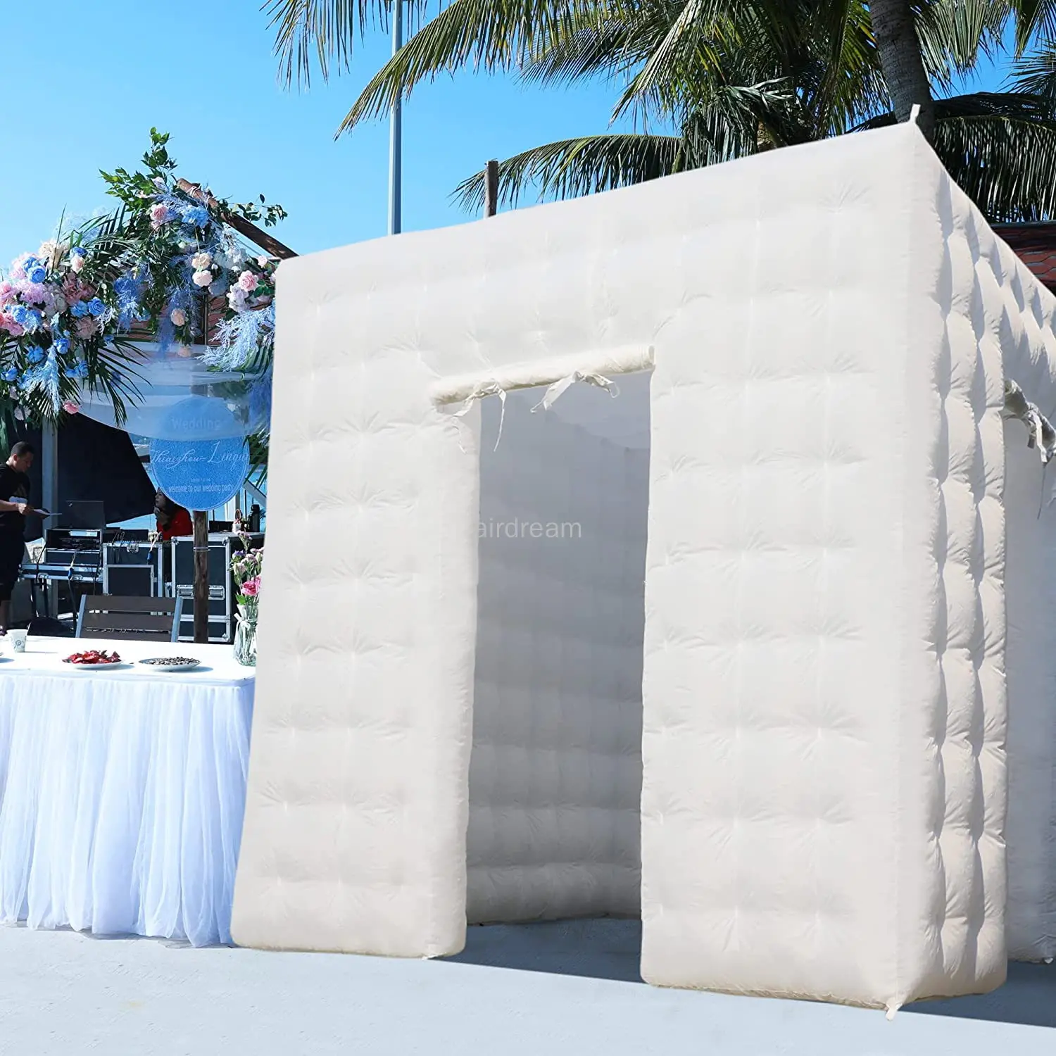 

Custom Inflatable Photo Booth Tent Enclosure White Cube Photo Backdrop with Led Light Blower for Shopping Malls Party wedding