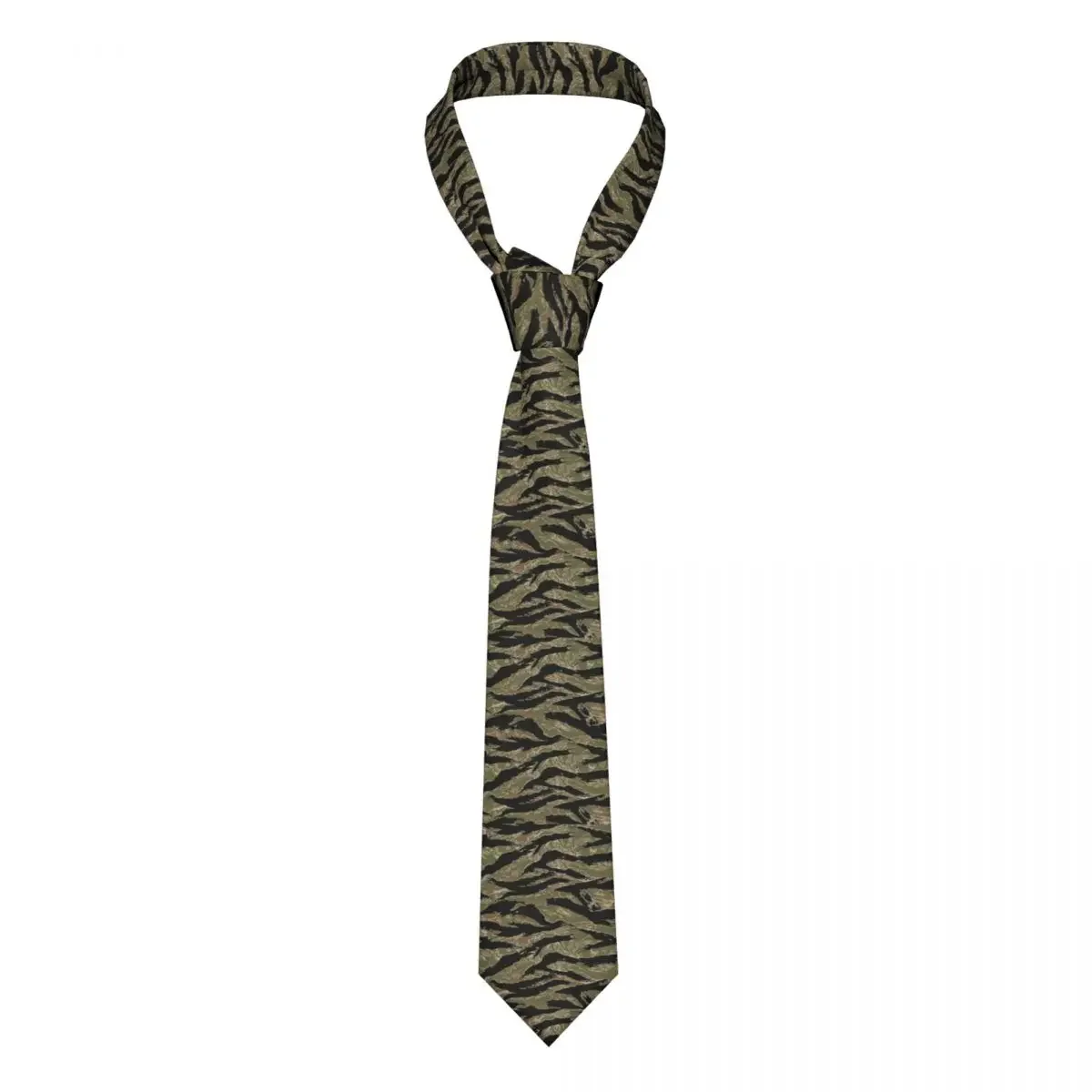 Classic Tiger Stripe Camo Necktie for Men Custom Silk Military Tactical Camouflage Business Tie