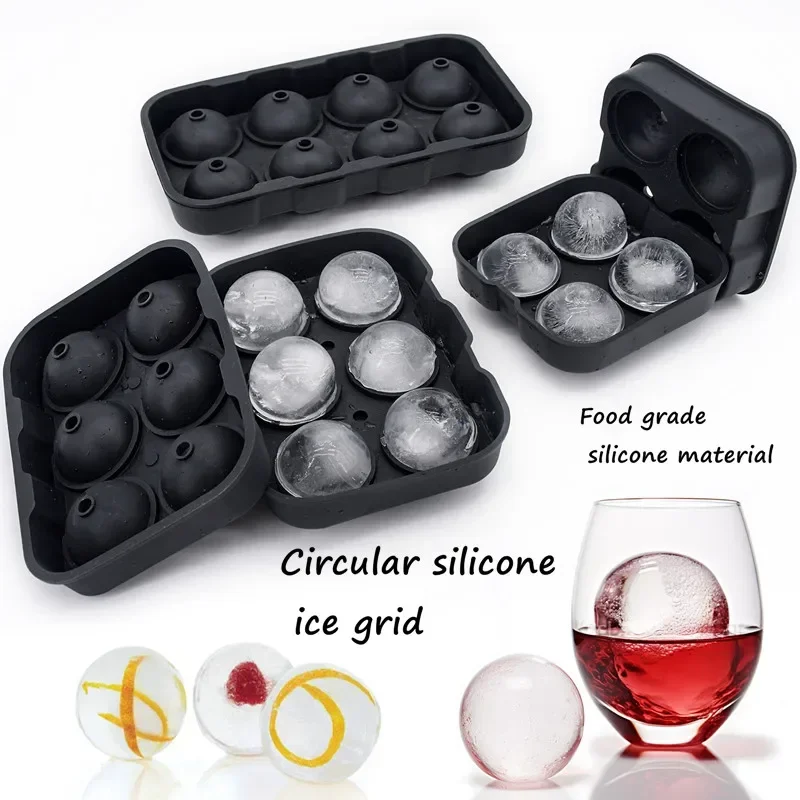 Silikon-Eisballform, große 3D-Kugelform, große runde Eiswürfelform für Gefrierschrank, Whiskey, Cocktail, Barzubehör