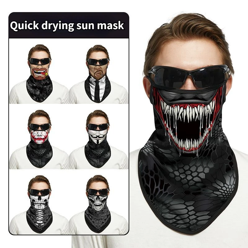 

Motorcycle Balaclava Skull Print Moto Full Face Mask Windproof Skiing Head Neck Warmer Cycling Biker Hood Cap Men Helmet Liner