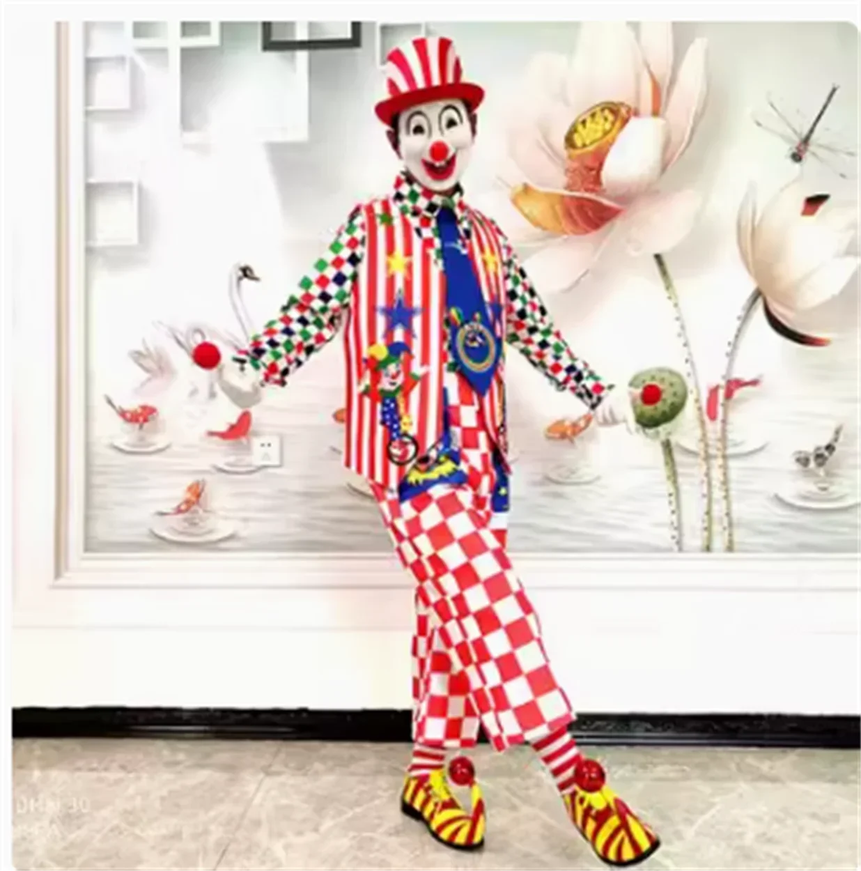 Performance costume Christmas clown costume for men