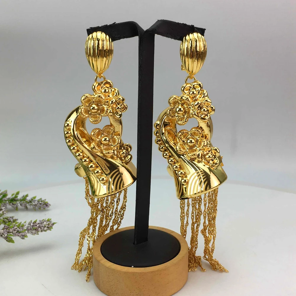 Yuminglai Fashion Luxury Dubai Jewelry Accessories Superior Quality Big Water Drop Earrings for Women FHK17143