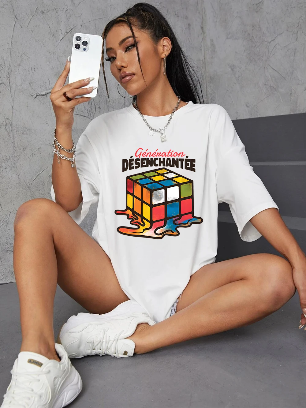 

Puzzle Game Personality Pattern Letter Prints T-Shirts Womens Summer Cotton T Shirt O-Neck Comfortable Loose Tops Casual Clothes