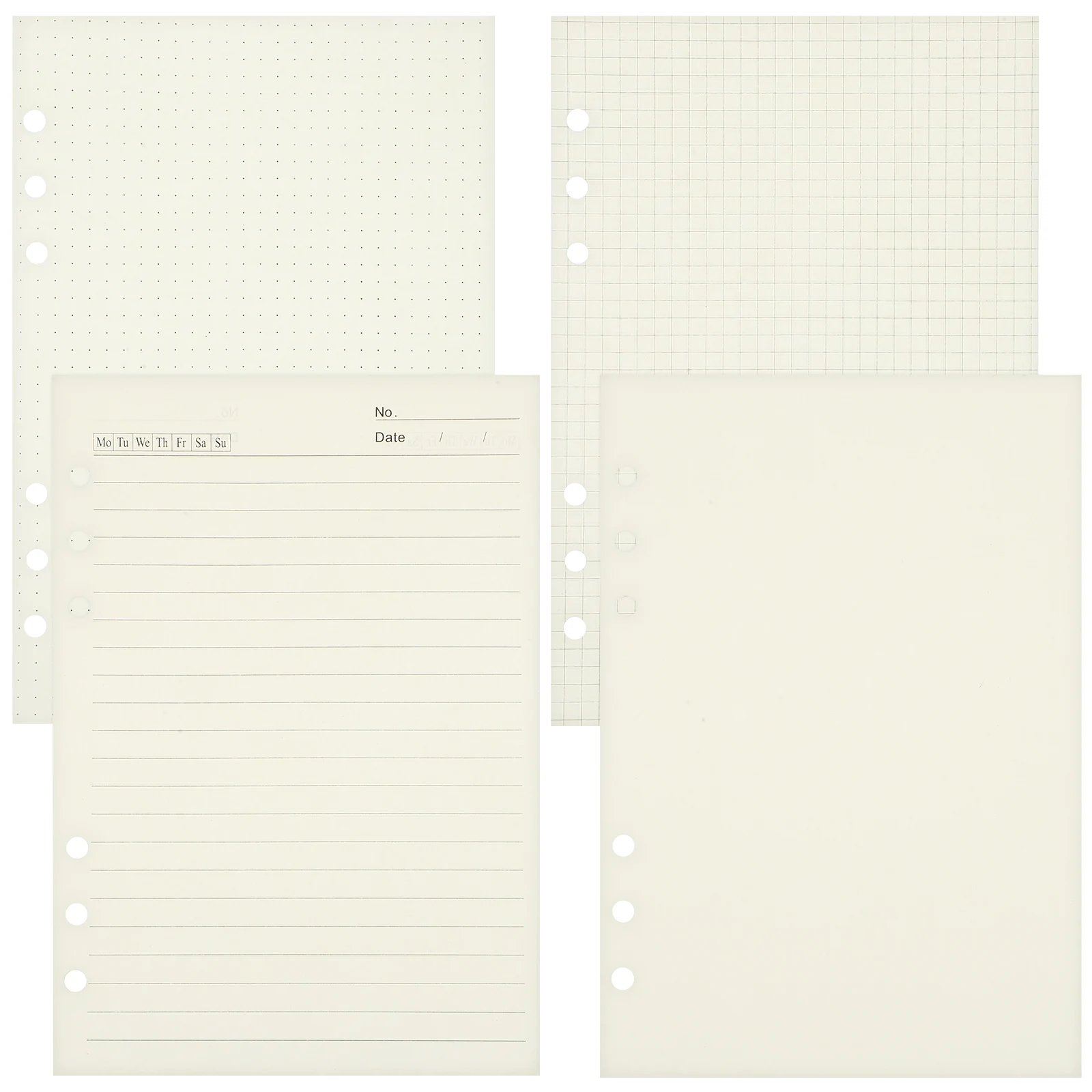 

4 Pcs A5 Loose Leaf Paper Refill Notebooks Thick 6 Hole Punch Lined Graph Paper Office Study Work Daily Life Planner Inserts