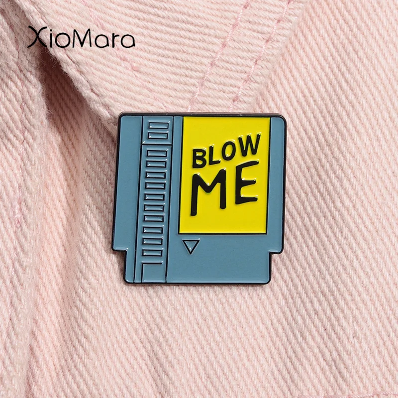 Blow Me Enamel Pin Retro Funny Video Game Brooch Lapel Backpack Badge Jewelry Gift For Friends