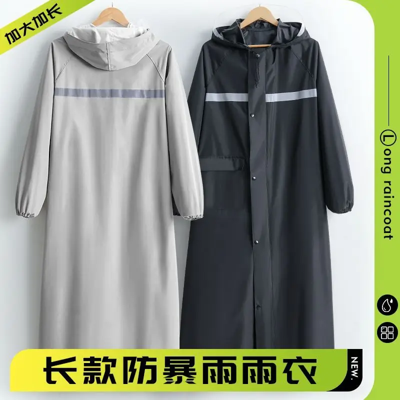 Adult Fashion One-piece Raincoat Thickened Waterproof Oxford Hooded Rain Poncho Loose Long Rain Coat Rain Gear Outdoor Rainwear