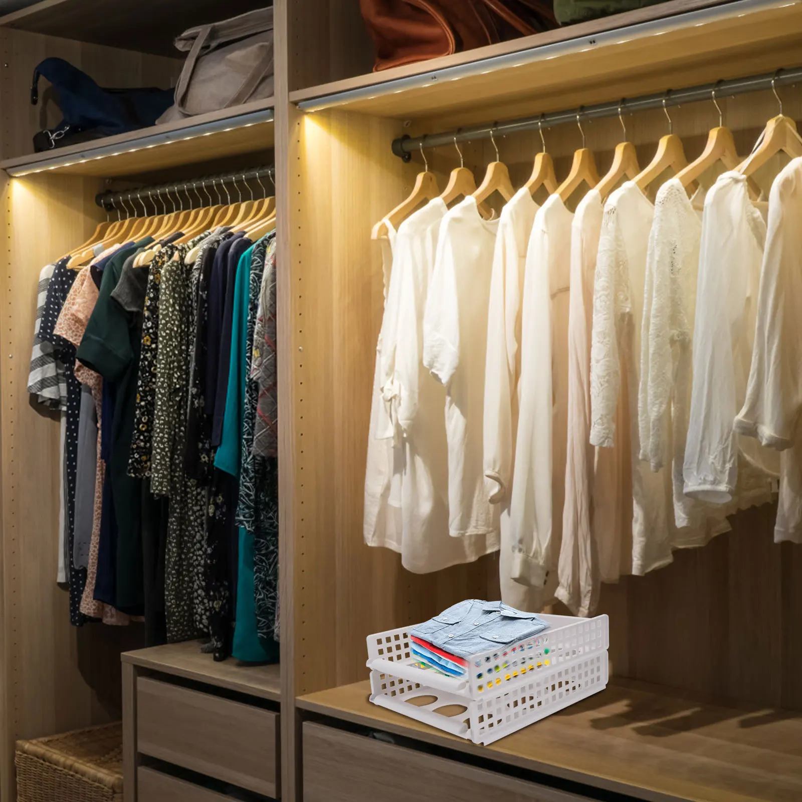 

2pcs Plastic Drawer Dividers For Clothes Storage Organizer Bin Closet Shelf Divider Home Wardrobe Organization Clothing Storage