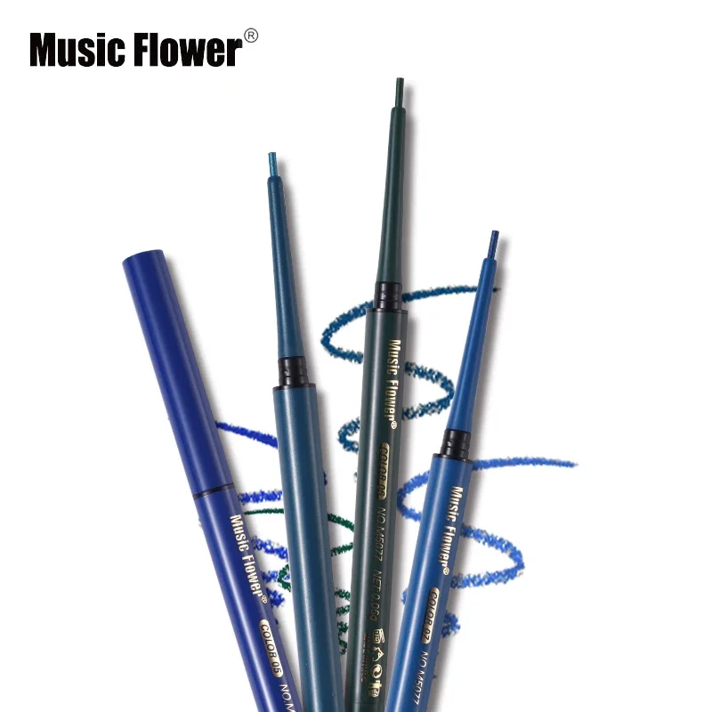 Music Flower 12 Color Gel Eyeliner Pencil Automatic Waterproof Eye Makeup Black Blue Eyleliner Long Lasting Shimmer Cosmetics