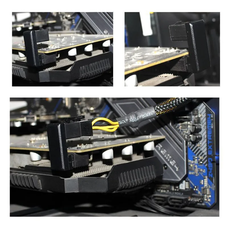 Atx gpu adaptador cabeça de cotovelo gpu direção hidráulica conector pci-e 6pin 8pin 180 graus rotação