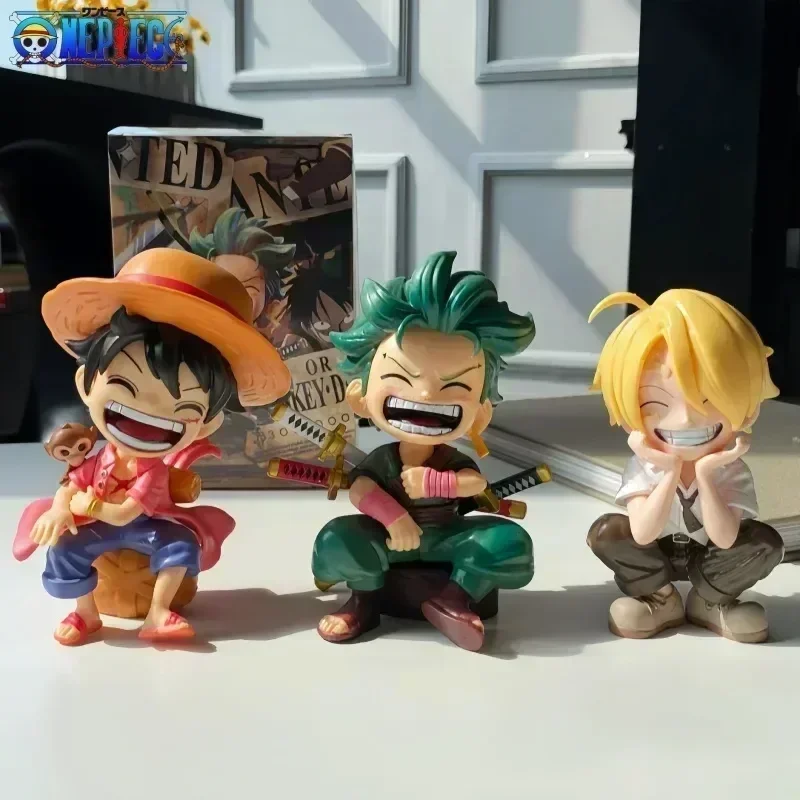 12cm One Piece Anime Figure Luffy Sanji Roronoa Zoro Q-version Action Figures Monkey D Luffy Pvc Model Stream Decor Gift Toys