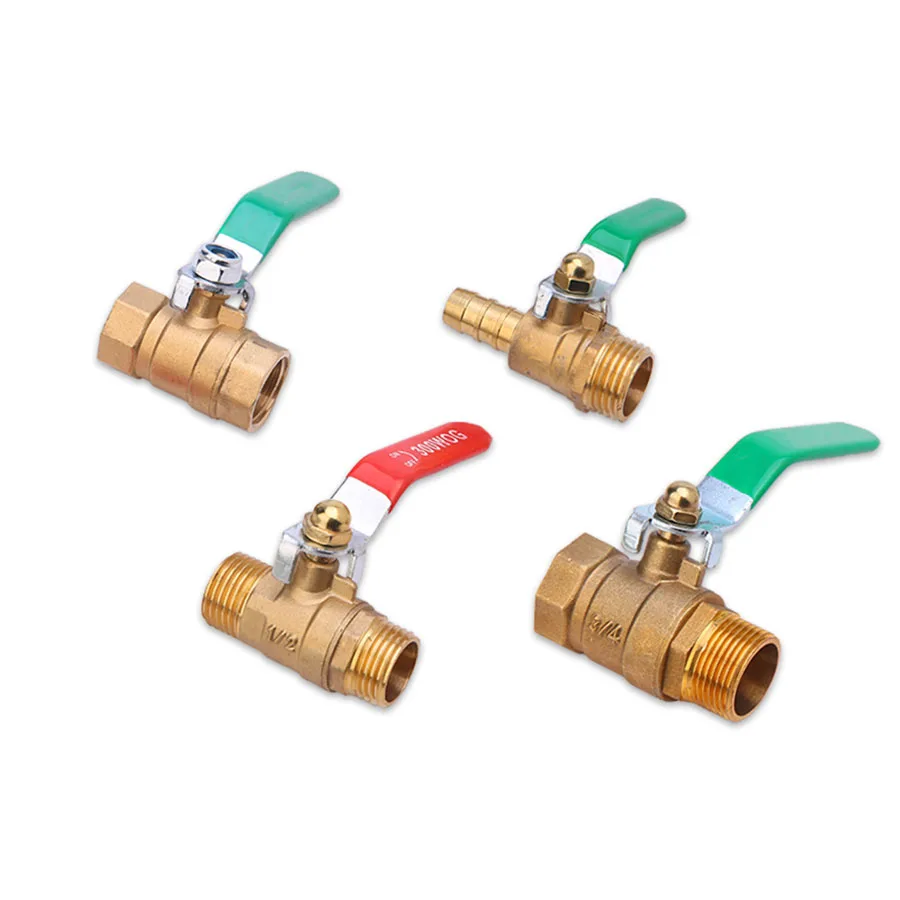 Water Heating Accessories Ball Valve 1/4 3/8 1/8 1/2 3/4 BSPT Female Male Thread Barb 8/10/12mm For Tap water On-Off Valve