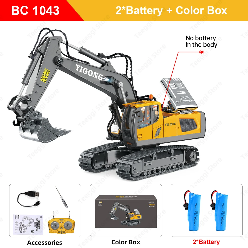 Teeggi 1:20 RC Bagger Auto Kinder Spielzeug 2,4G Fernbedienung Muldenkipper Auto Bulldozer Spielzeug Radio Elektroauto für Kinder Geschenk 5