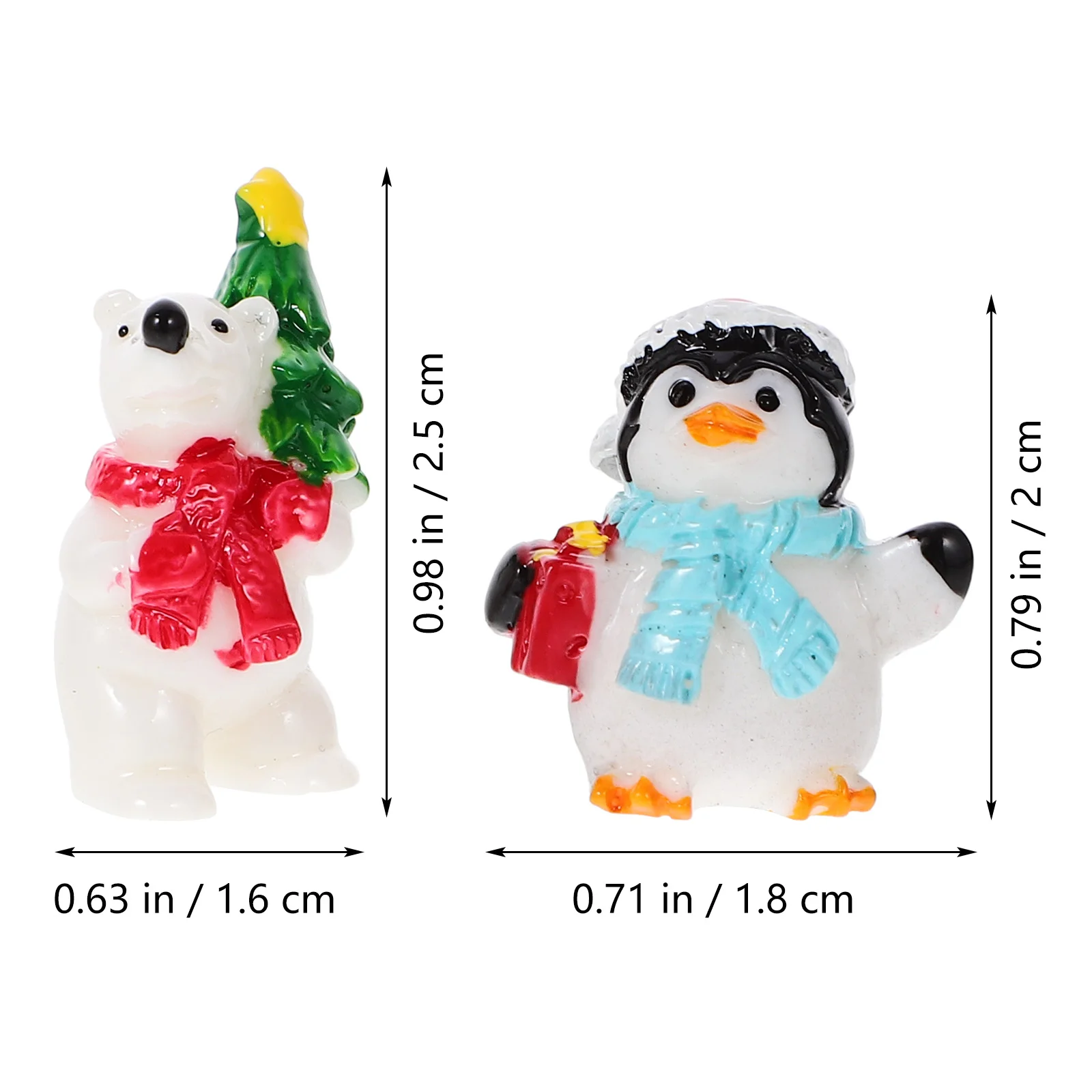 크리스마스 마이크로 장면 장식 곰 미니어처 장식, 사랑스러운 피규어 피규어 장식, 가정용 송진 장식, 20 개