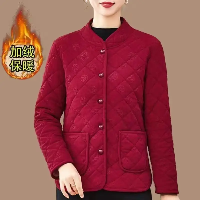 Nowy jesienno-zimowy płaszcz damski z dodatkiem aksamitu, krótki, ciepły, w stylu casual.