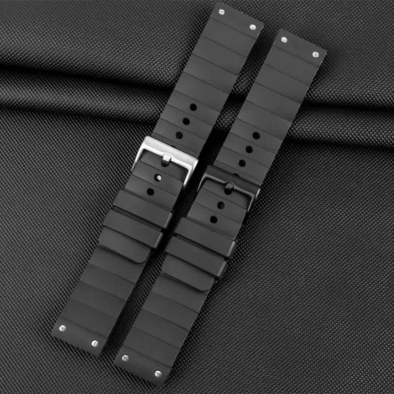 High quality rubber Watchband For Cartier Santos 100 Watch Strap Men's Silicone accessories bracelet 23mm black bands