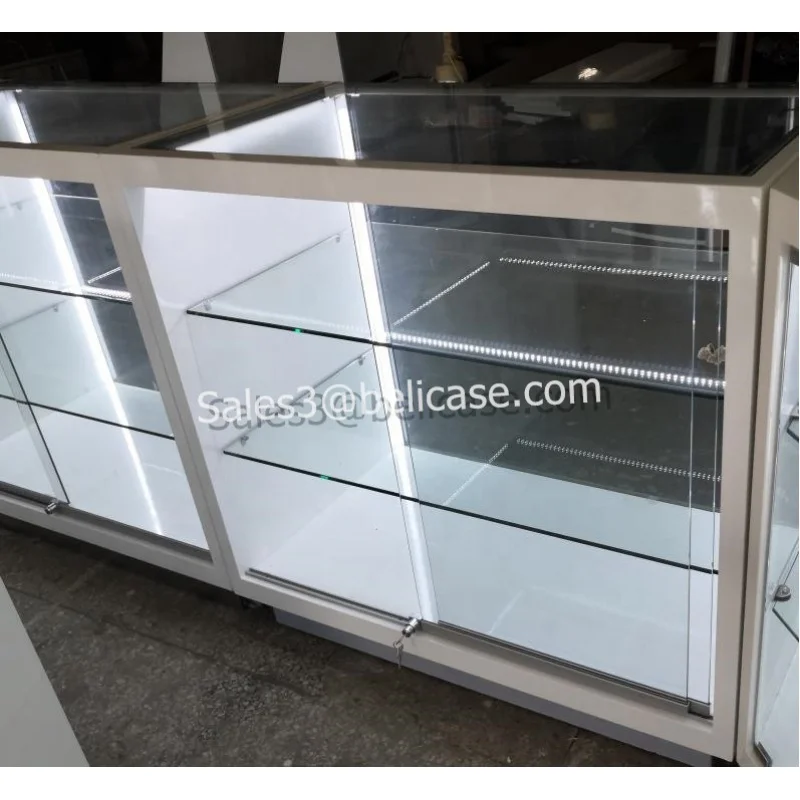 Custom, cheap display showcase with LED retail glass display cabinet fashionable display