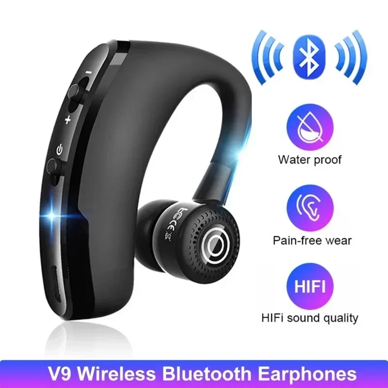 TWS V9 Single Headphones Bluetooth Earphones Wireless Headstes HiFi Stereo Noise Reduction Earbud Business Earphones