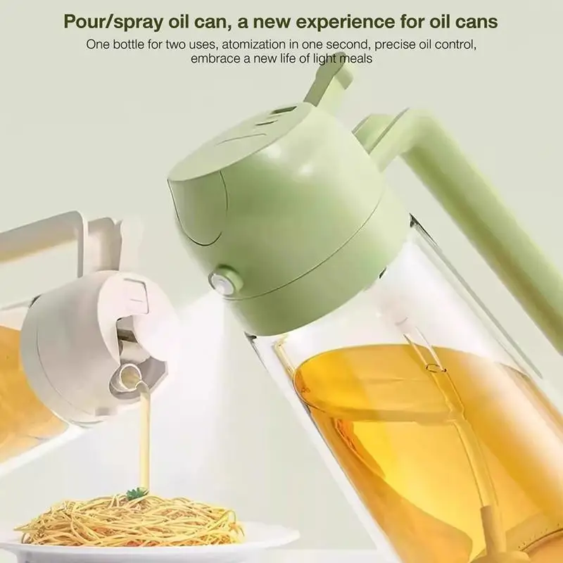 470ml Glass Spray Bottle 2 In 1 Integrated Spray & Pour Oil Pot Large Capacity Dual Dispenser Leakproof Cooking Kitchen Storage