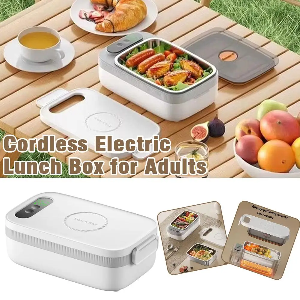 

Portable Electric Food Warmer, Waterless Stainless Steel Inner Pot for Students & Office, Rechargeable Heating Meal Container