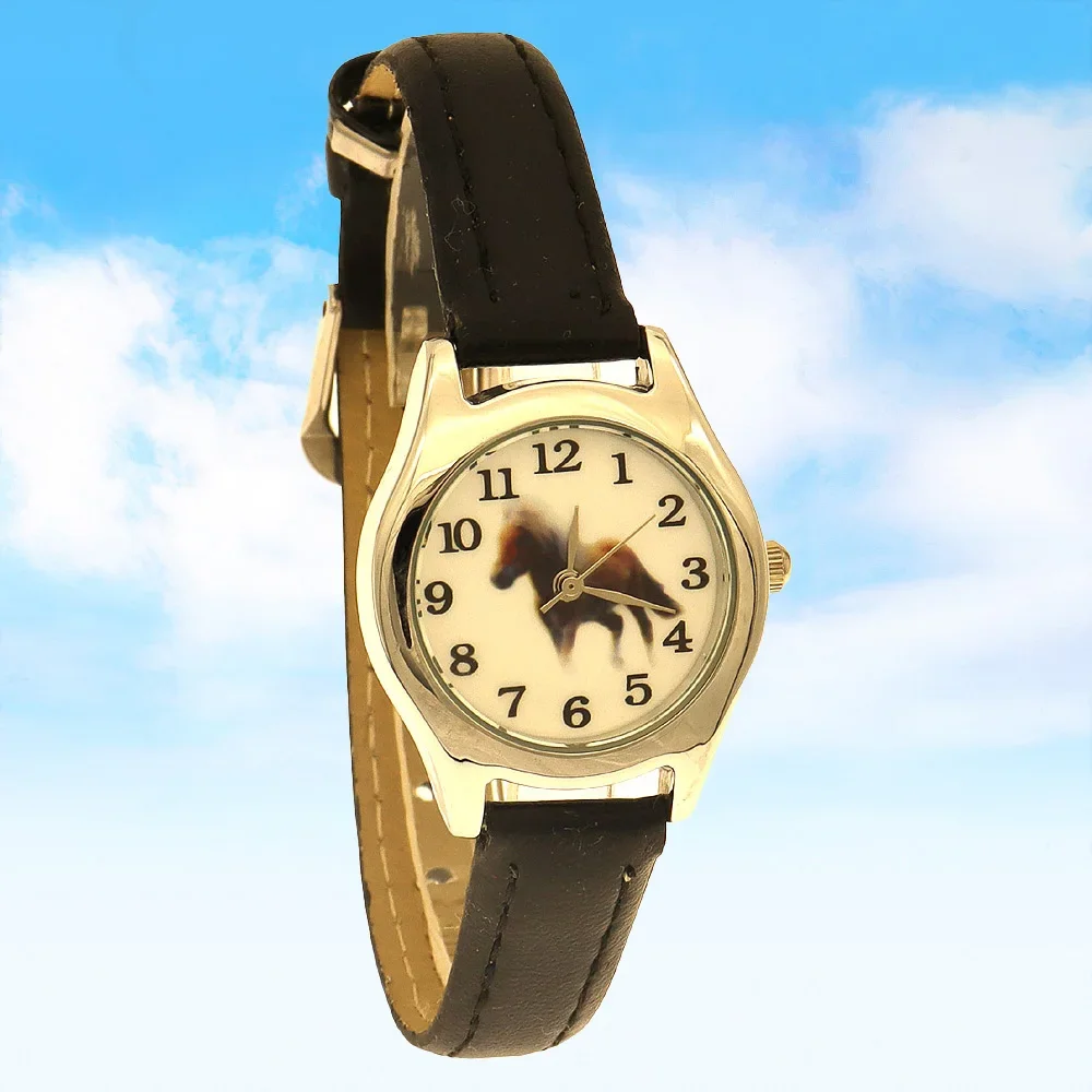 Kids Quartz Watch Animal Cartoon Leather Strap Fashion Wristwatch Student Watch