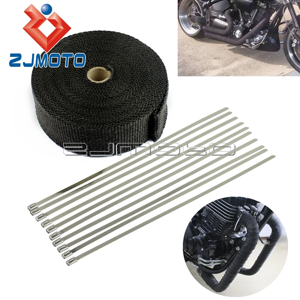 Motorcycle Exhaust Muffler Header Heat Resistant Wrap 50ft 2