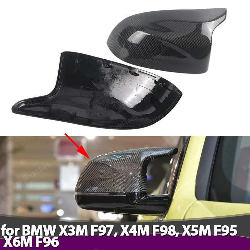 1 pair Real Carbon Fiber Side Case Trim Car Rearview Mirror Caps for BMW X3M F97 X4M F98 2019-2024 X5M F95 X6M F96 2020-2024