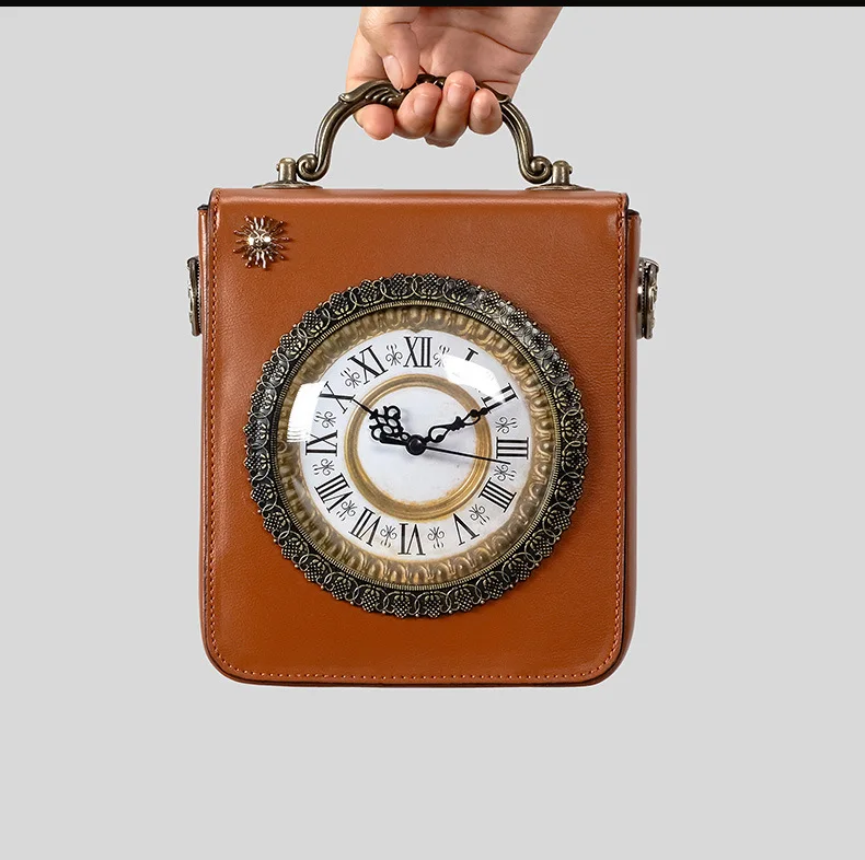 

Креативные часы унисекс в стиле ретро, сумка почтальона, нишевая сумка для пар, высококачественная двухсторонняя сумка через плечо в стиле Лолиты с вышивкой, сумка через плечо из искусственной кожи