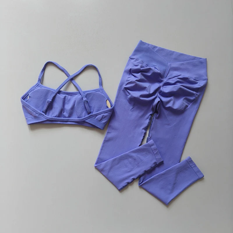 Nahtloser Push-up-Sport-BH für Damen, schnelltrocknende, figurformende Yoga-Hose, Pfirsich-Leggings, zweiteiliges Trainings- und Fitness-Set – Detail 10