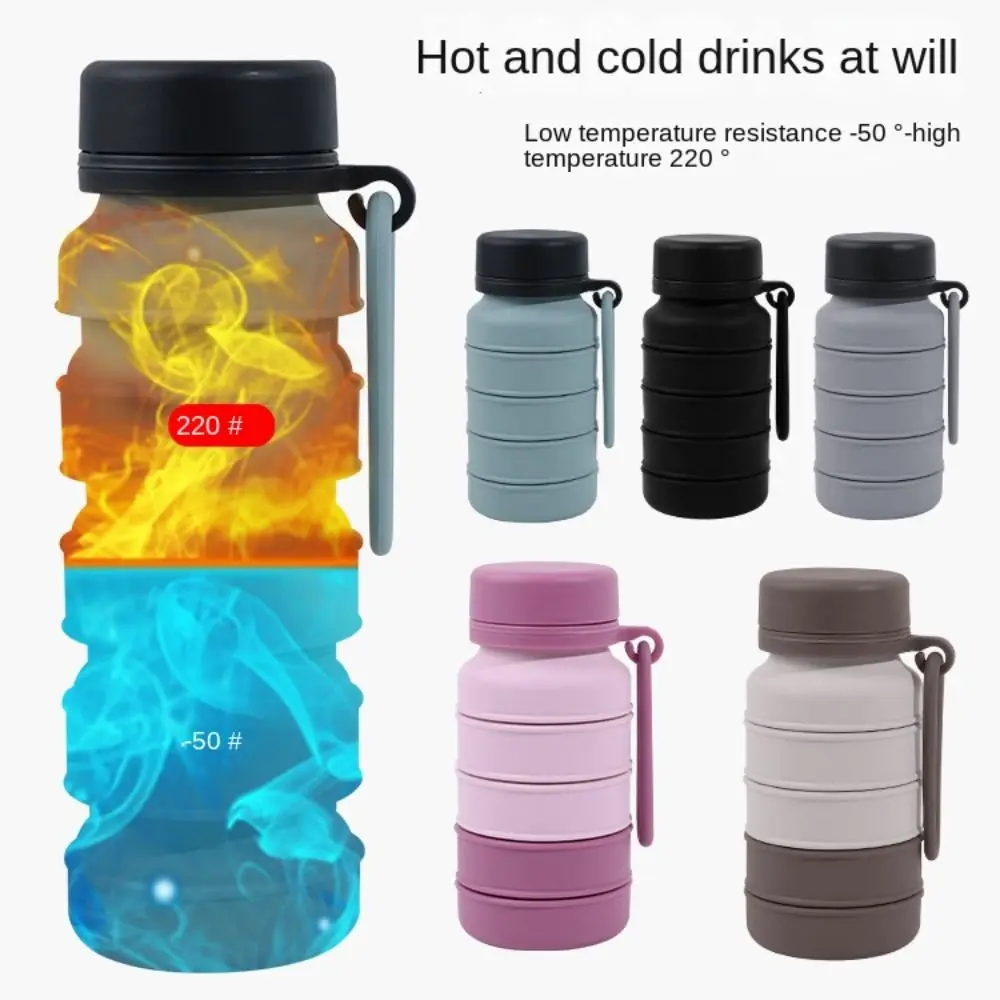 

Leak Proof Foldable Silicone Water Bottle Portable Stainless Retractable Coffee Cup Reuseable Twist Cap Collapsible Water Cups