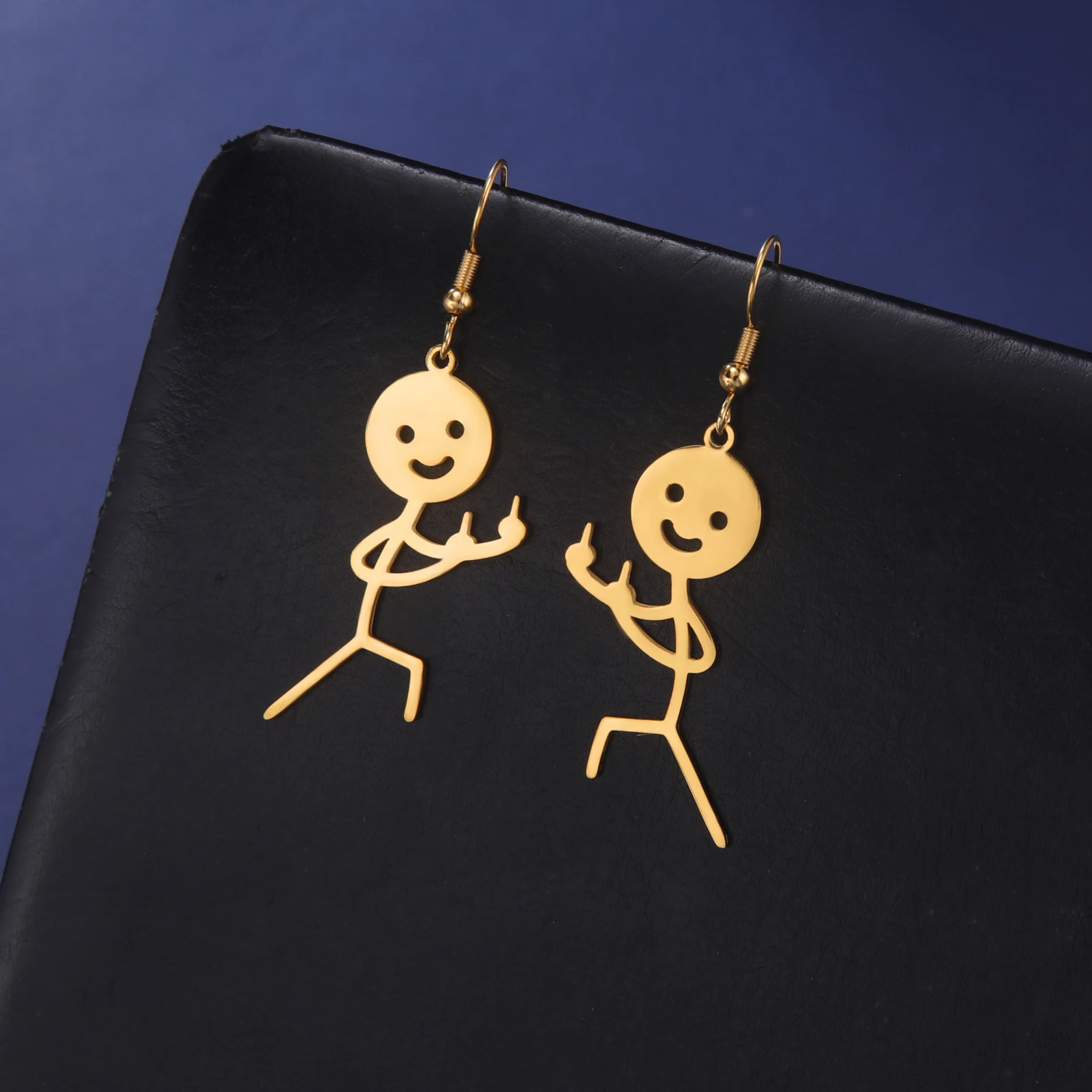 

Sipuris Hip Hop Fuxk You Middle Finger Stickman Earrings Stainless Steel Women Girls Cute Trendy Dangle Earrings Jewelry Gift